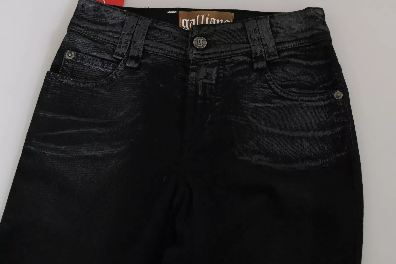 John Galliano Black Washed High Waist Flared Denim Casual Pants Jeans - ClickThatClicks 