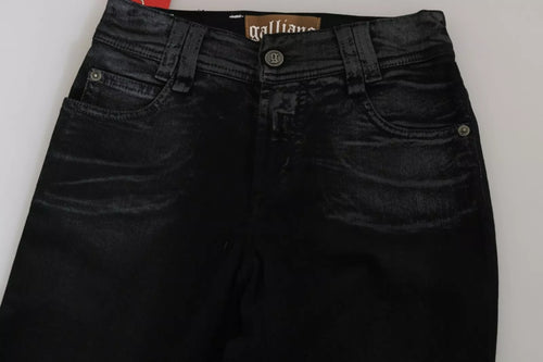 John Galliano Black Washed High Waist Flared Denim Casual Pants Jeans - ClickThatClicks 