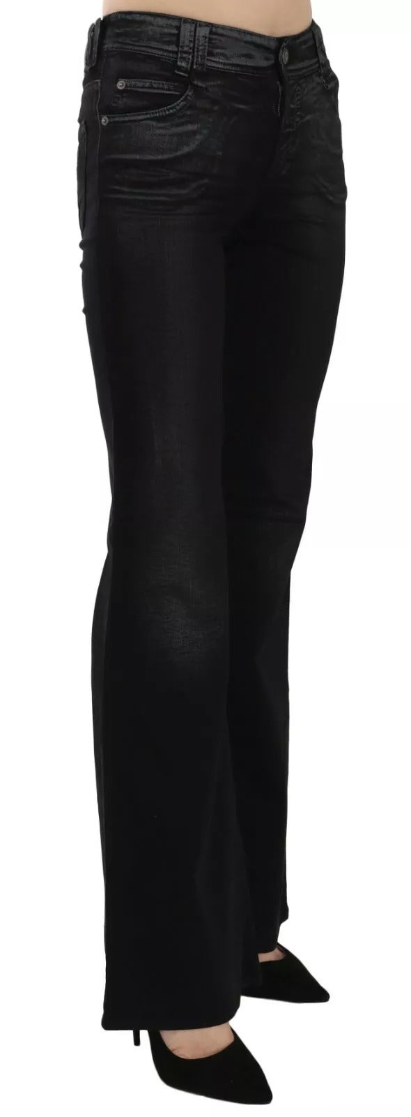 John Galliano Black Washed High Waist Flared Denim Casual Pants Jeans - ClickThatClicks 