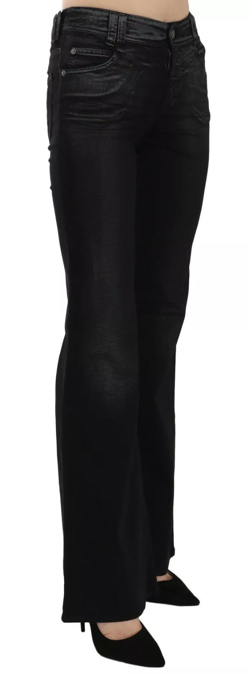 John Galliano Black Washed High Waist Flared Denim Casual Pants Jeans - ClickThatClicks 
