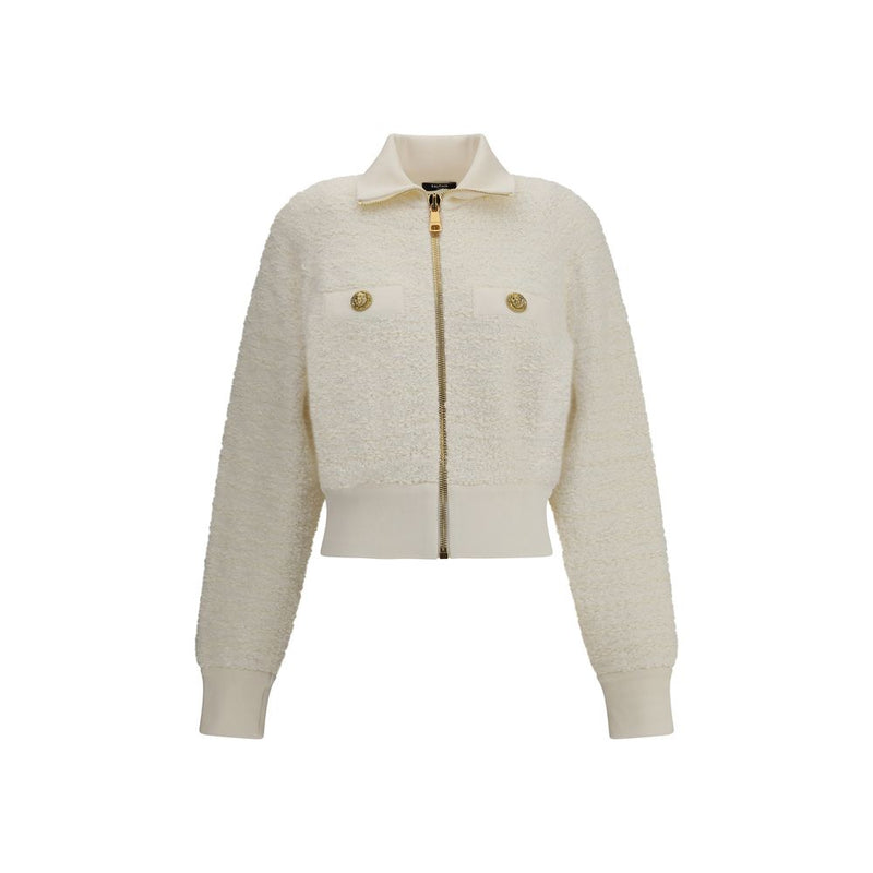 Balmain White Viscose Bomber