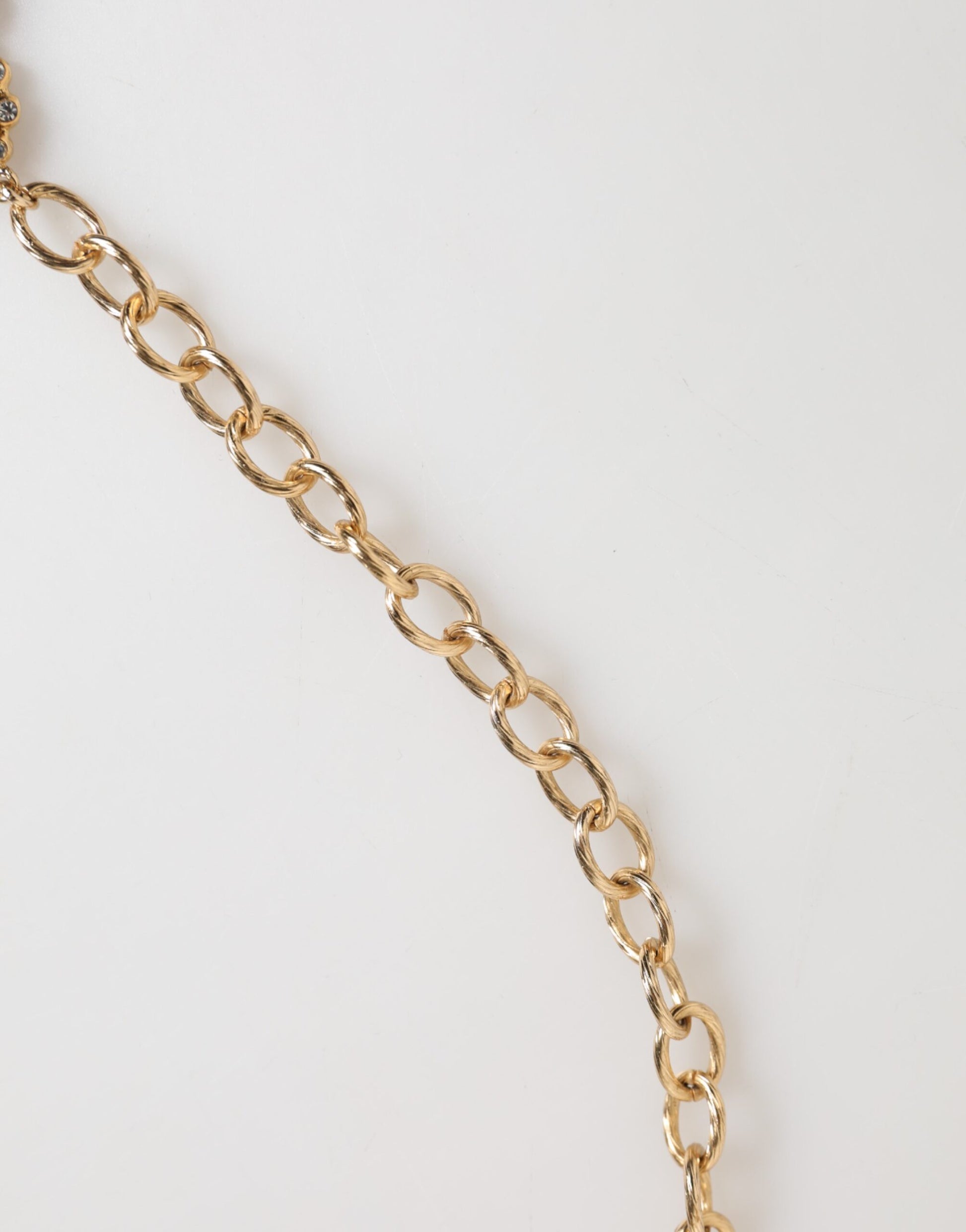 Dolce & Gabbana Gold Crystal Clock Pendant Statement Jewelry Necklace - ClickThatClicks 