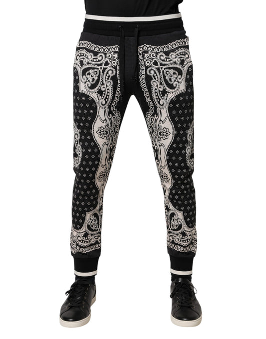 Dolce & Gabbana Black Cotton Bandana Jogger Sweatpants Pants - ClickThatClicks 