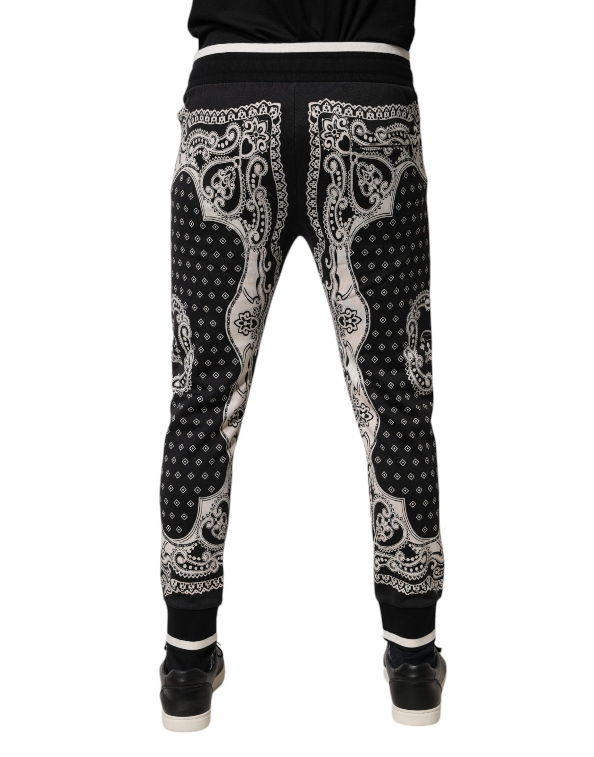 Dolce & Gabbana Black Cotton Bandana Jogger Sweatpants Pants - ClickThatClicks 