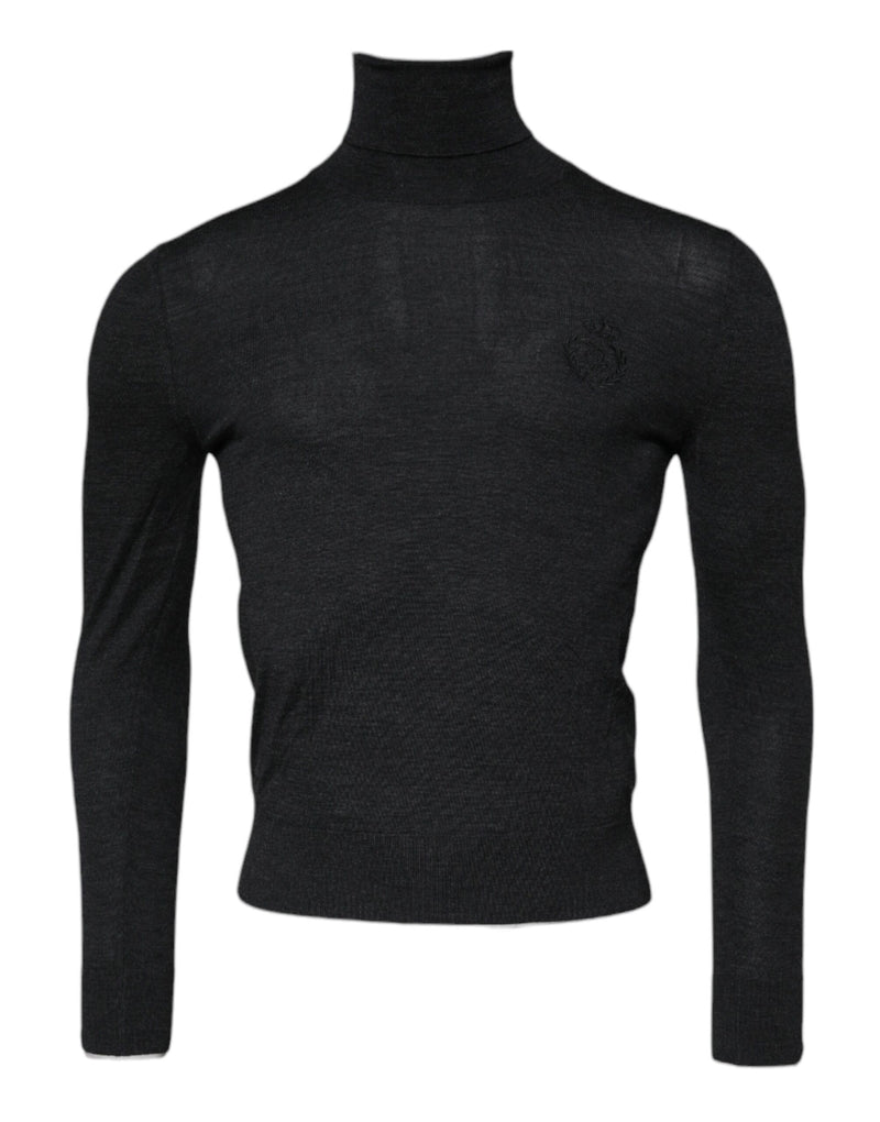 Dolce & Gabbana Black Wool Turtle Neck Men Pullover Sweater