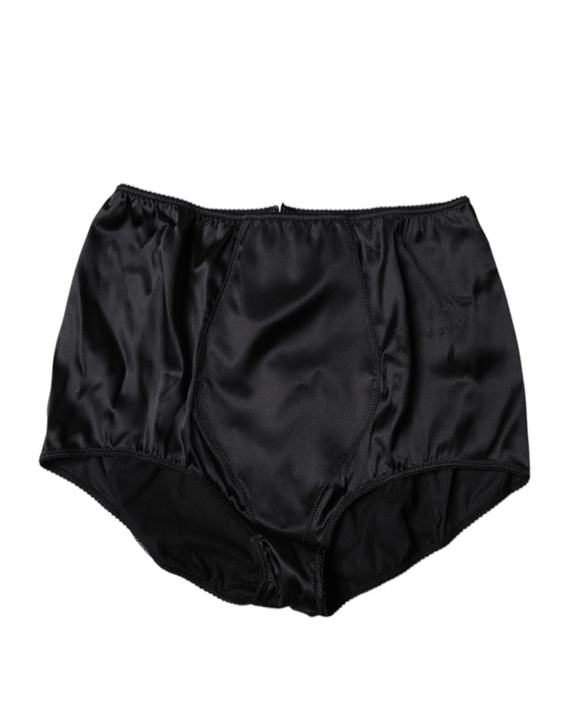 Dolce & Gabbana Black Silk Stretch High Waist Girdle Underwear