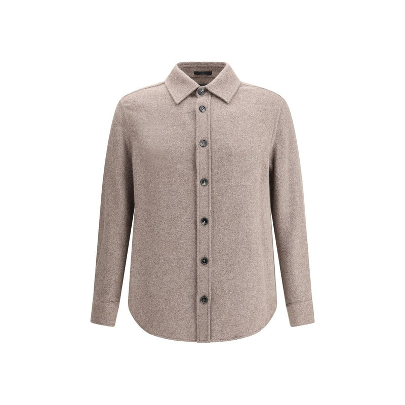 ZEGNA Brown Cashmere Dress Shirt