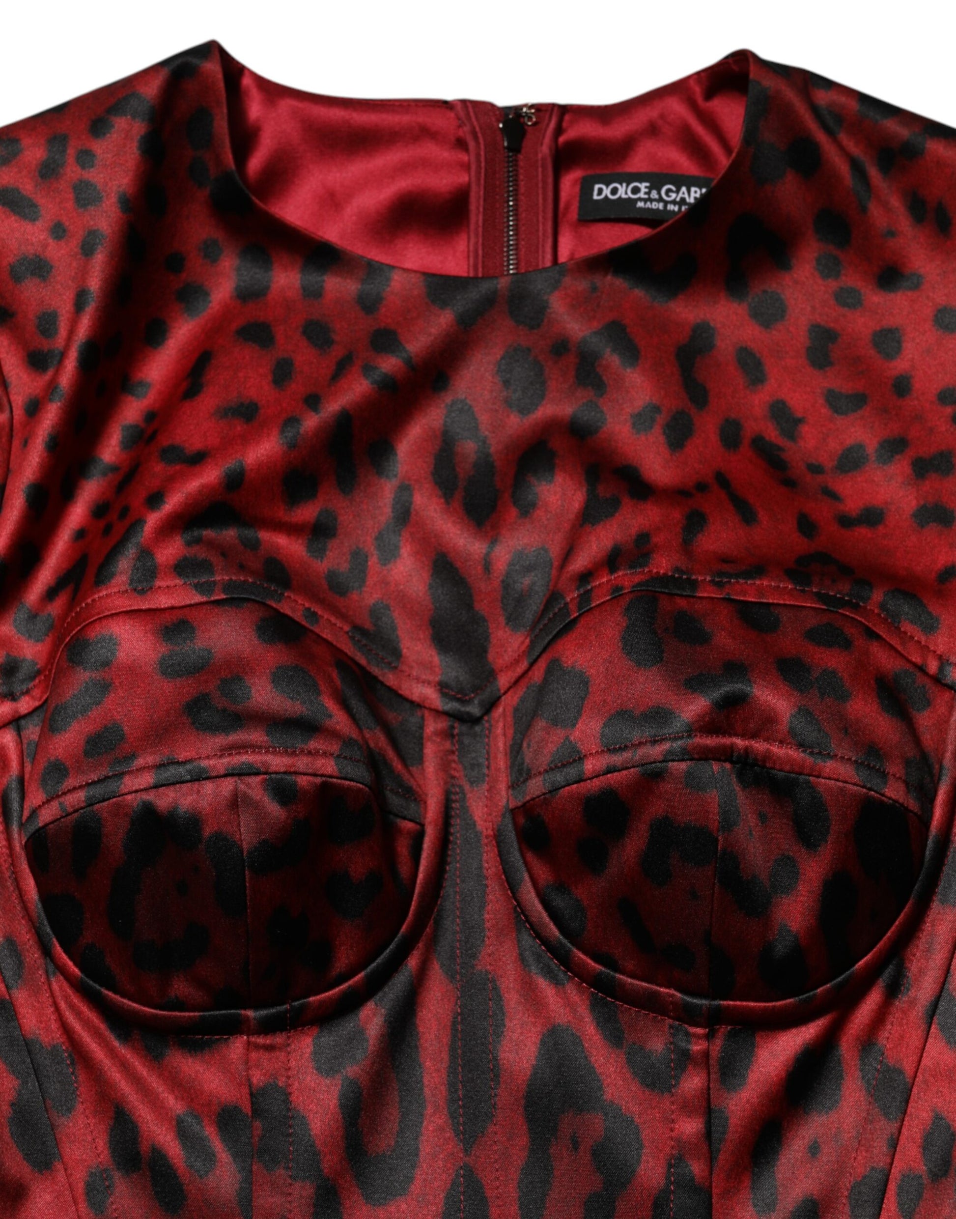 Dolce & Gabbana Red Leopard Sheath Long Sleeves Dress - ClickThatClicks 