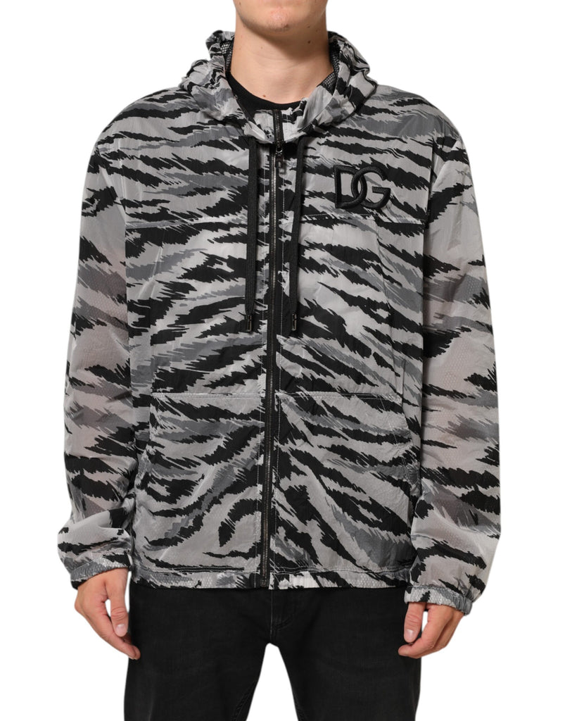 Dolce & Gabbana Gray Camouflage Hooded Sweatshirt Jacket