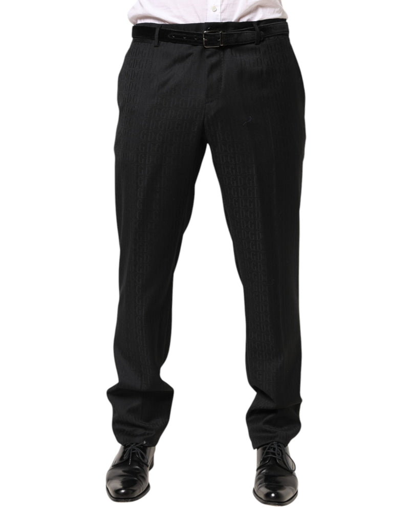Dolce & Gabbana Black Wool Mid Waist Dress Men Trouser Pants