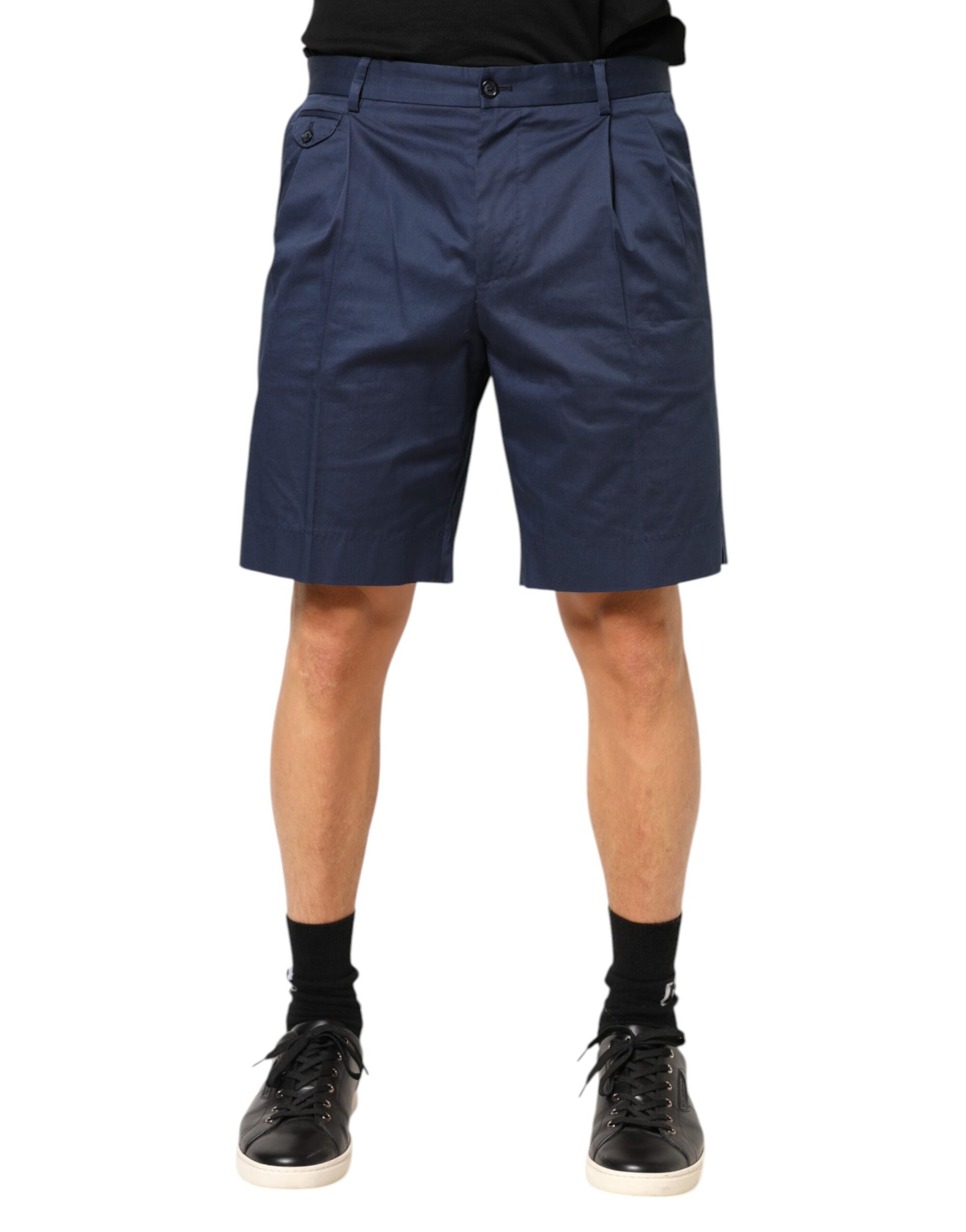 Dolce & Gabbana Blue Cotton Stretch Mid Waist Bermuda Shorts - ClickThatClicks 