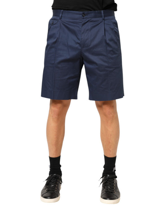 Dolce & Gabbana Blue Cotton Stretch Mid Waist Bermuda Shorts - ClickThatClicks 