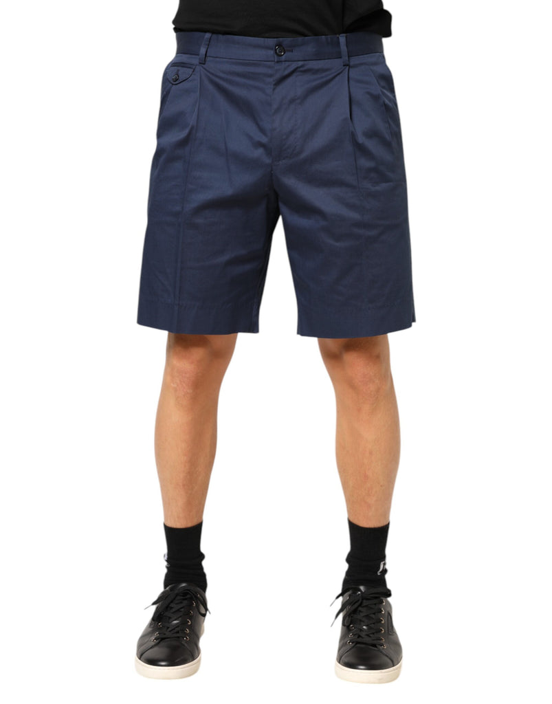 Dolce & Gabbana Blue Cotton Stretch Mid Waist Bermuda Shorts