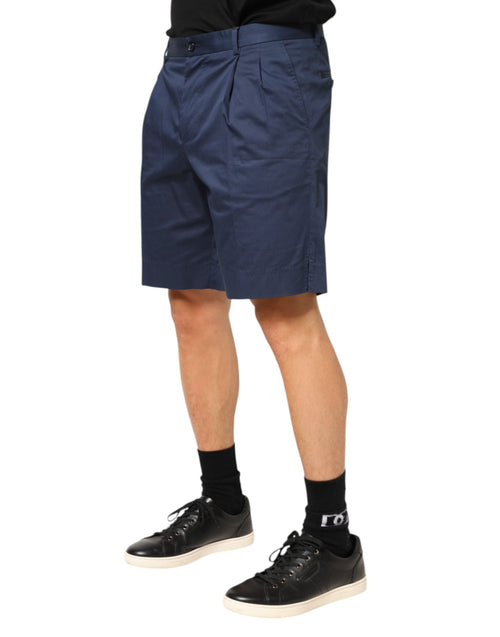 Dolce & Gabbana Blue Cotton Stretch Mid Waist Bermuda Shorts - ClickThatClicks 