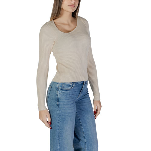 Vila Clothes Beige Viscose Sweatshirt - ClickThatClicks 