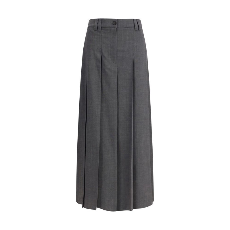 Brunello Cucinelli Gray Polyester Long Skirt