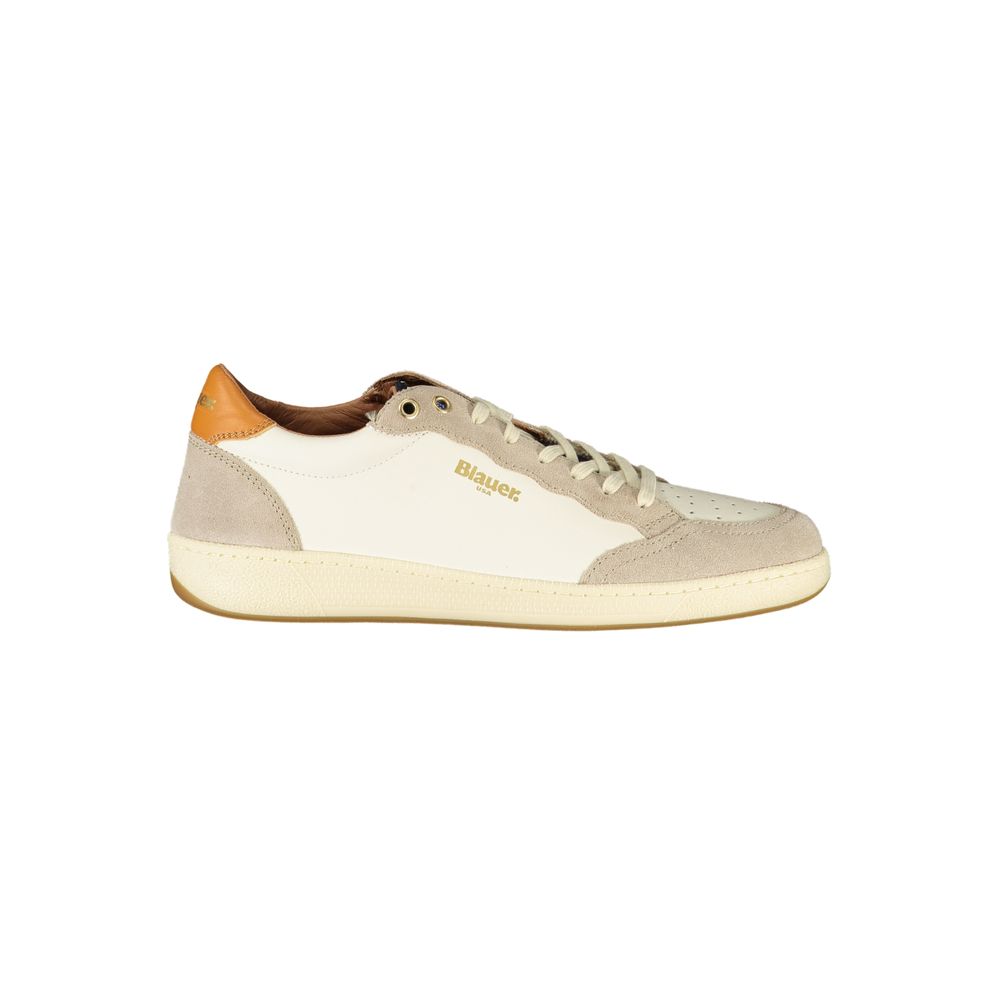Blauer White Leather Men Sneaker - ClickThatClicks 