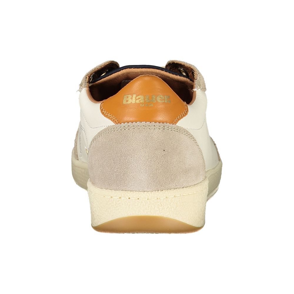 Blauer White Leather Men Sneaker - ClickThatClicks 