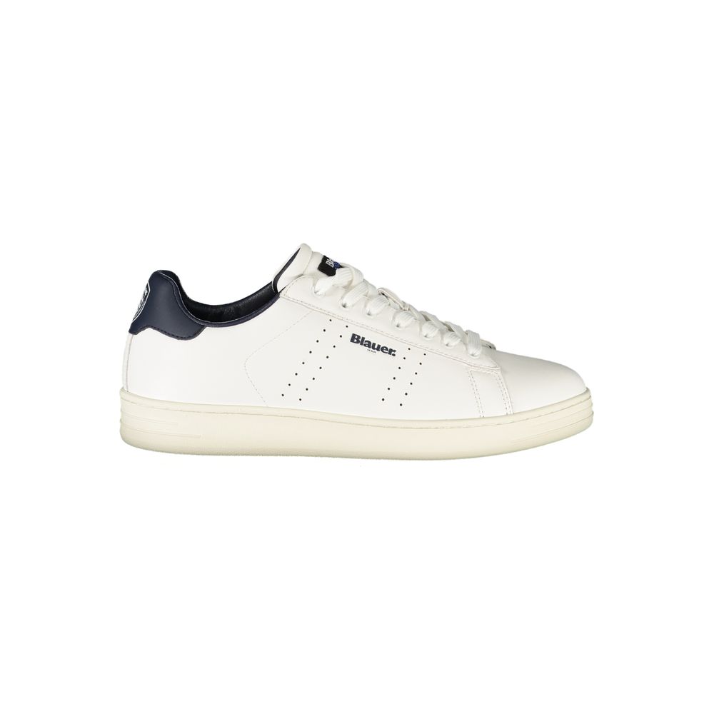Blauer White Polyurethane Men's Sneaker - ClickThatClicks 