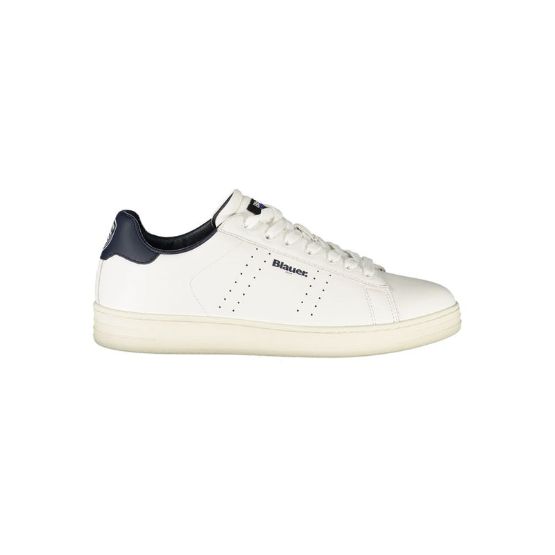 Blauer White Leather Men Sneaker