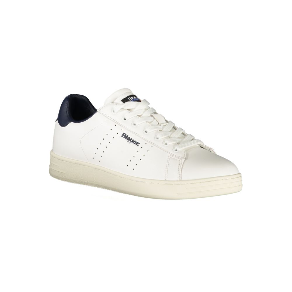 Blauer White Polyurethane Men's Sneaker - ClickThatClicks 