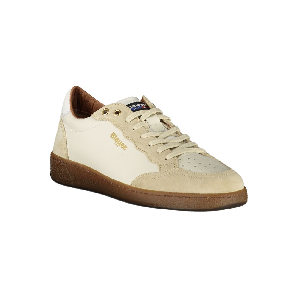 Blauer White Leather Men Sneaker - ClickThatClicks 