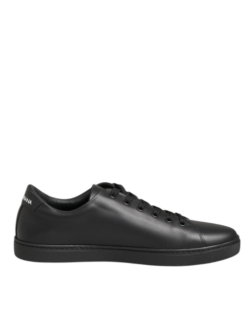 Dolce & Gabbana Black Leather Crystal Heart Sneakers  Shoes - ClickThatClicks 