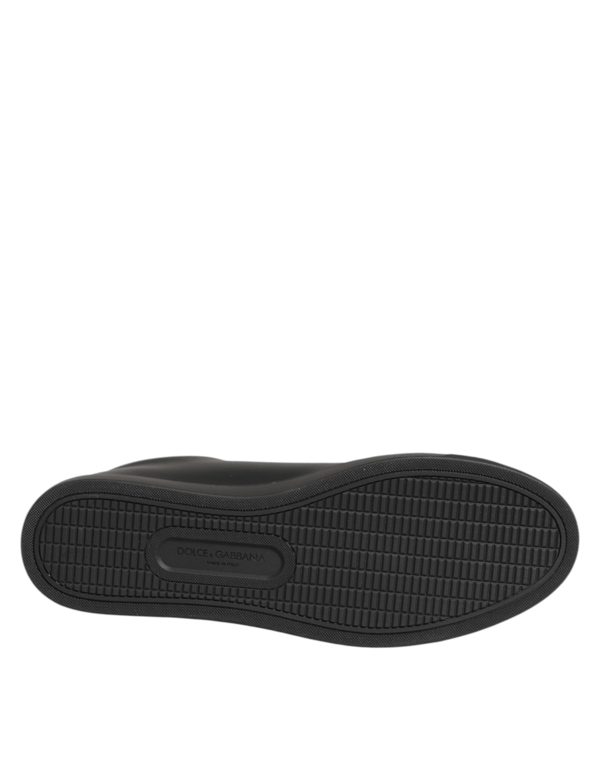 Dolce & Gabbana Black Leather Crystal Heart Sneakers  Shoes - ClickThatClicks 