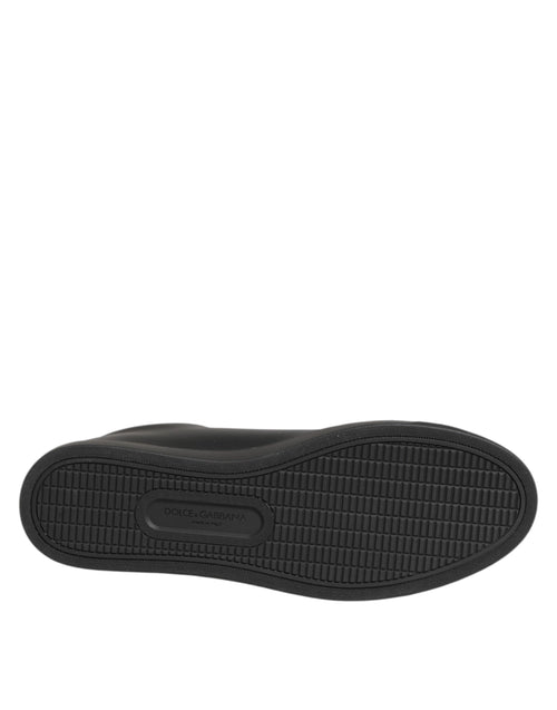 Dolce & Gabbana Black Leather Crystal Heart Sneakers  Shoes - ClickThatClicks 