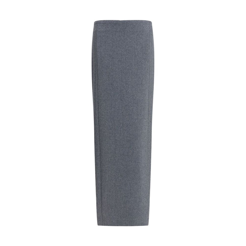 Thom Browne Gray Fleece Wool Long Skirt