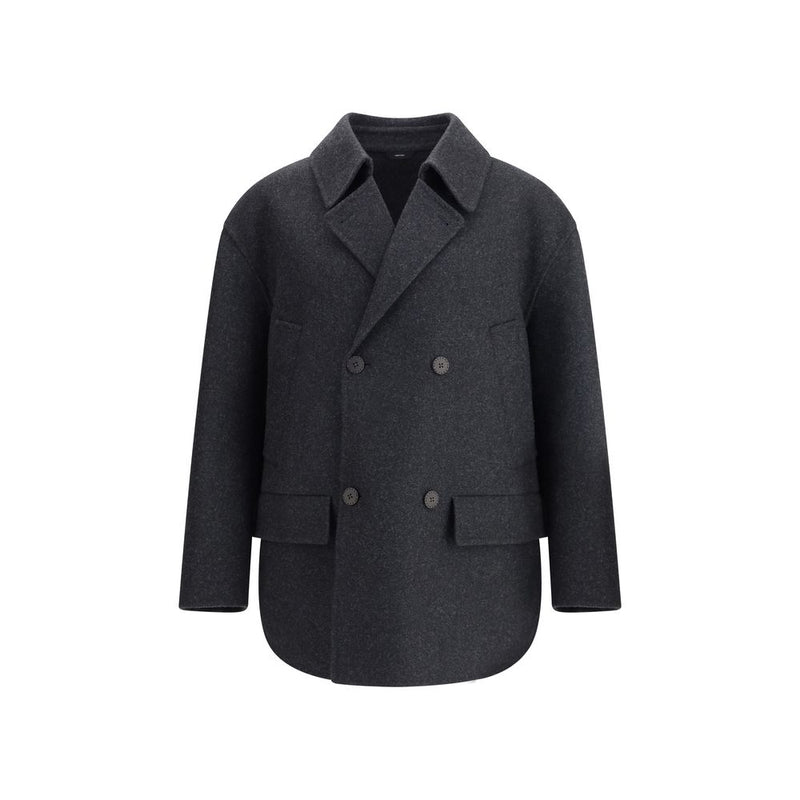 Fendi Gray Fleece Wool Coat
