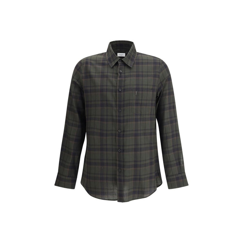 Saint Laurent Green Cotton Pattern Shirt
