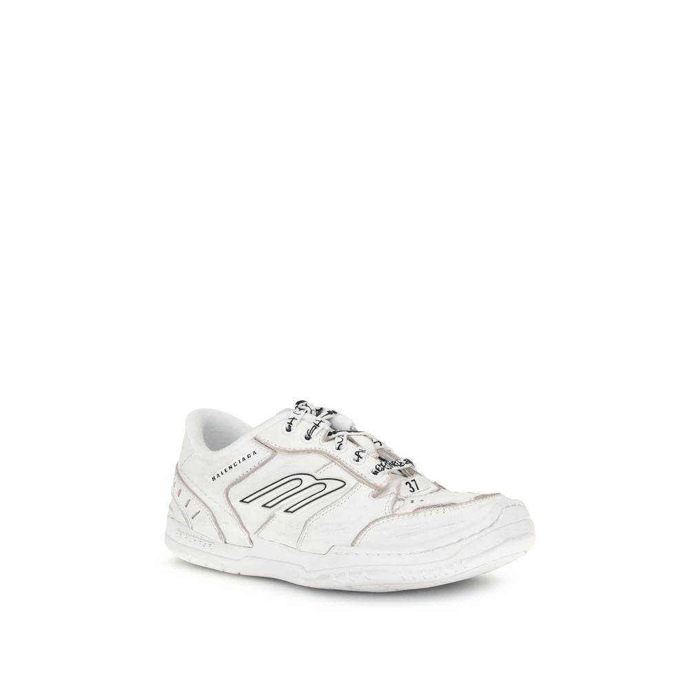 Balenciaga White Calf Leather Bos Taurus Athletic Sneakers - ClickThatClicks 