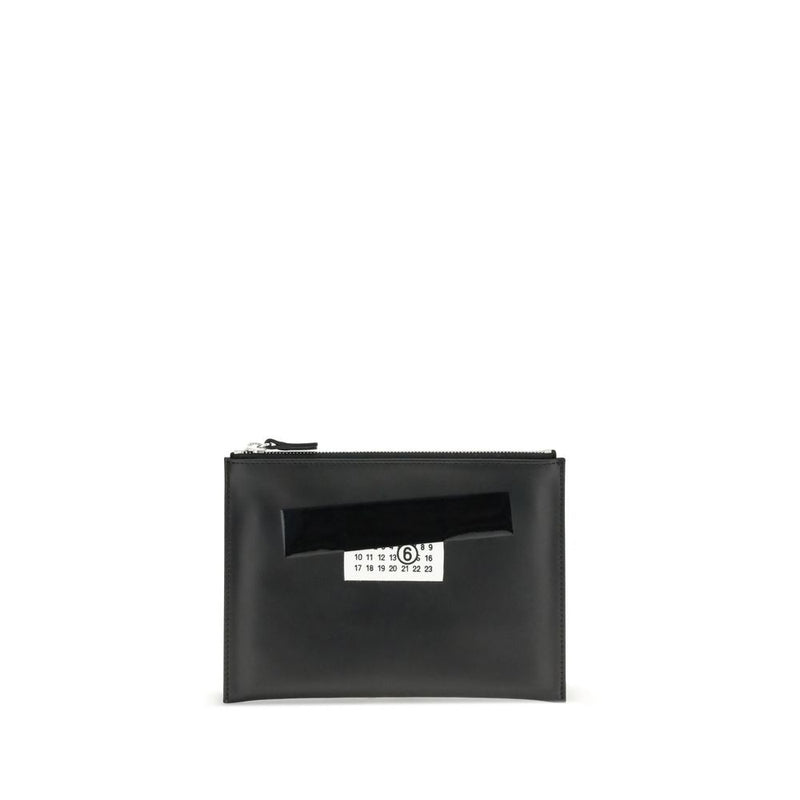 MM6 Black Calf Leather Bos Taurus Clutch Bag