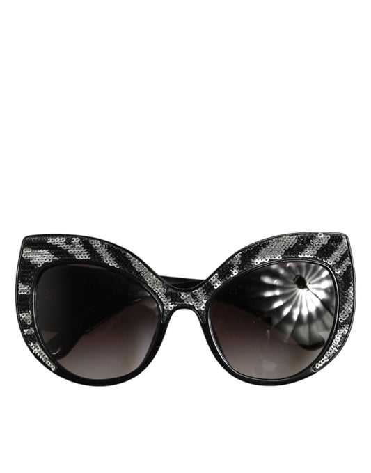 Dolce & Gabbana Black Silver Sequin Butterfly Polarized Sunglasses - ClickThatClicks 