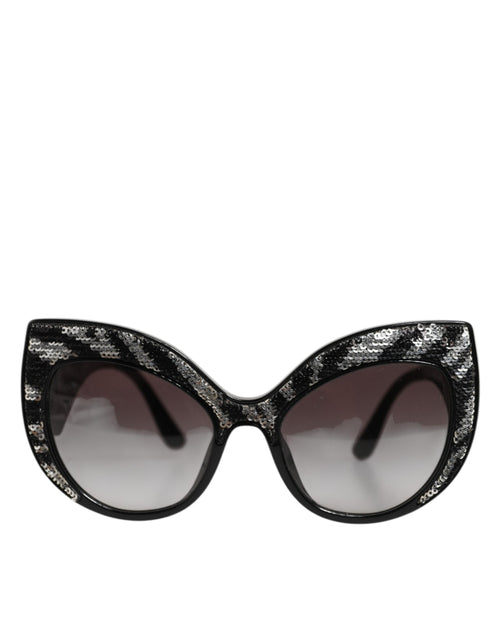 Dolce & Gabbana Black Silver Sequin Butterfly Polarized Sunglasses - ClickThatClicks 