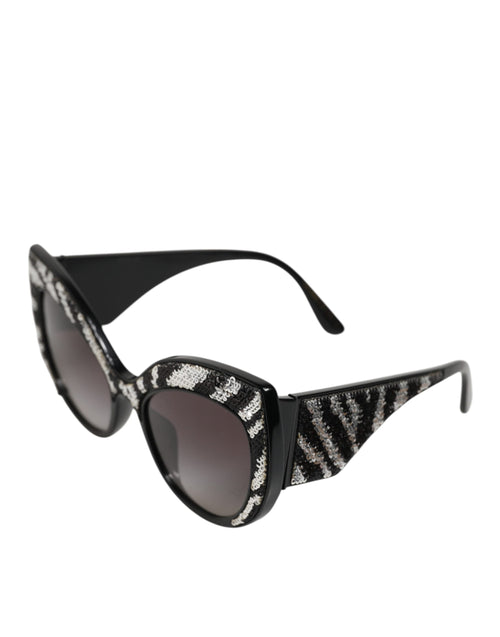 Dolce & Gabbana Black Silver Sequin Butterfly Polarized Sunglasses - ClickThatClicks 