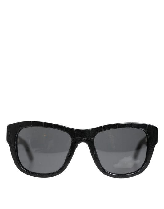 Dolce & Gabbana DG4177 Black Leather Frame Tinted Lens Sunglasses - ClickThatClicks 