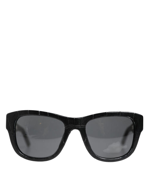 Dolce & Gabbana DG4177 Black Leather Frame Tinted Lens Sunglasses - ClickThatClicks 