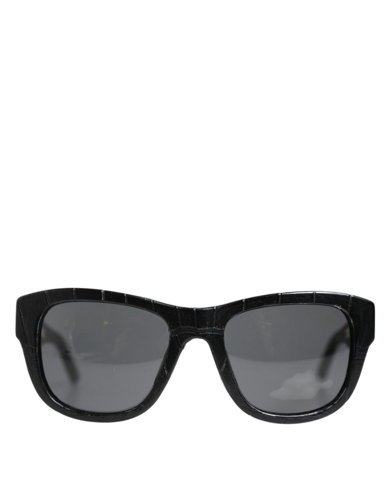 Dolce & Gabbana DG4177 Black Leather Frame Tinted Lens Sunglasses