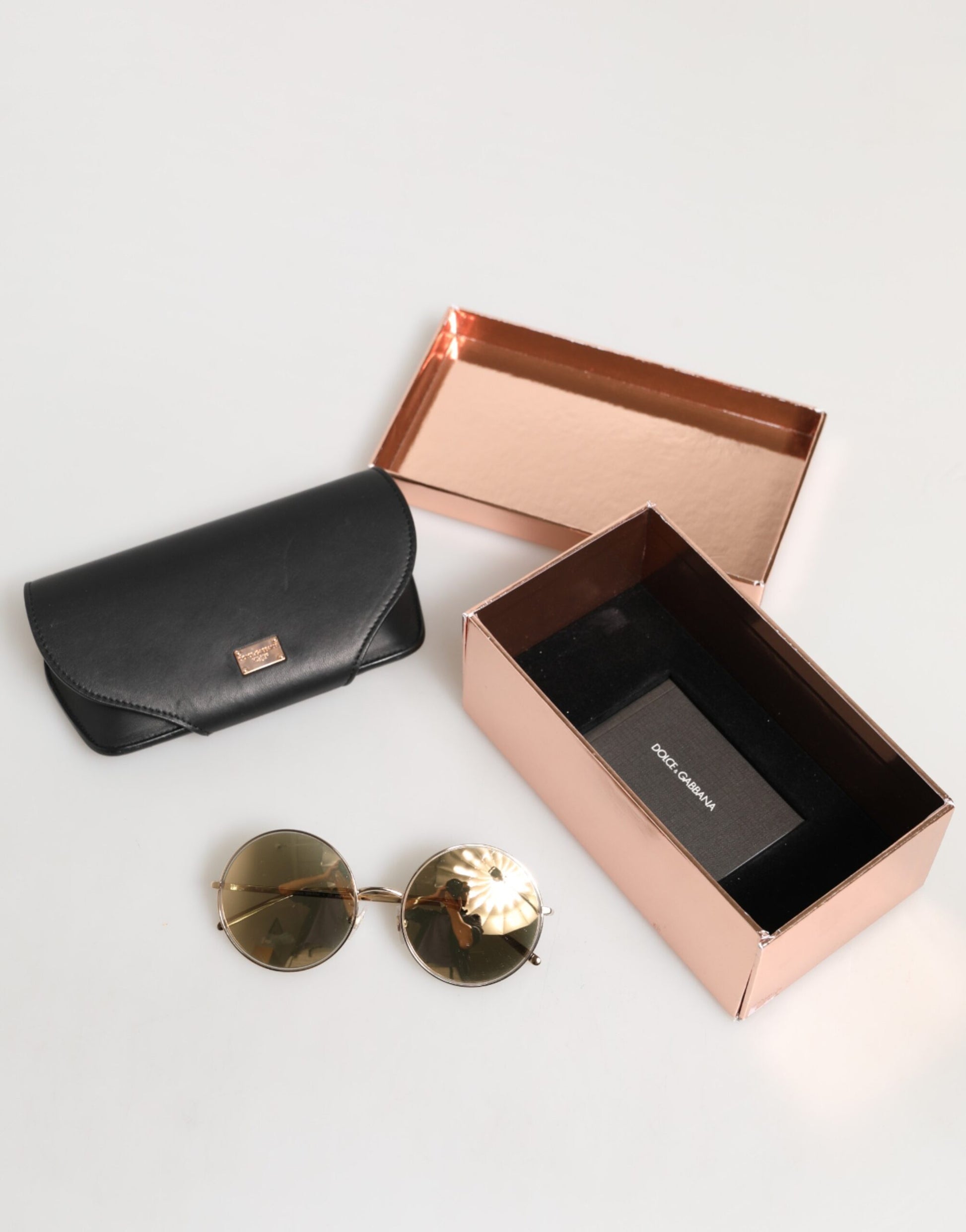 Dolce & Gabbana Gold Metal Round Shades Eyewear Sunglasses - ClickThatClicks 