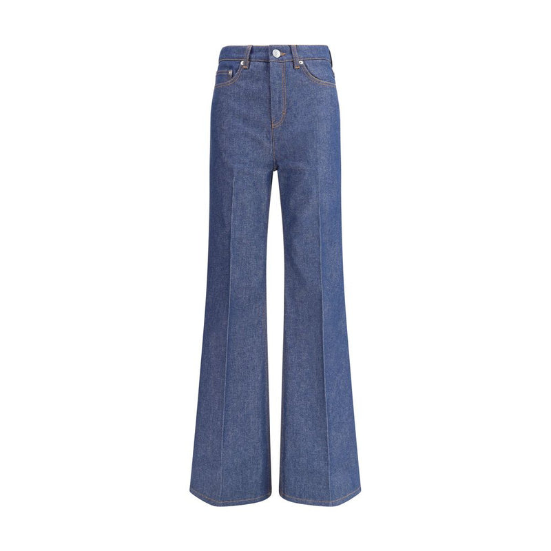 Ami Paris Blue Cotton Flared Jeans