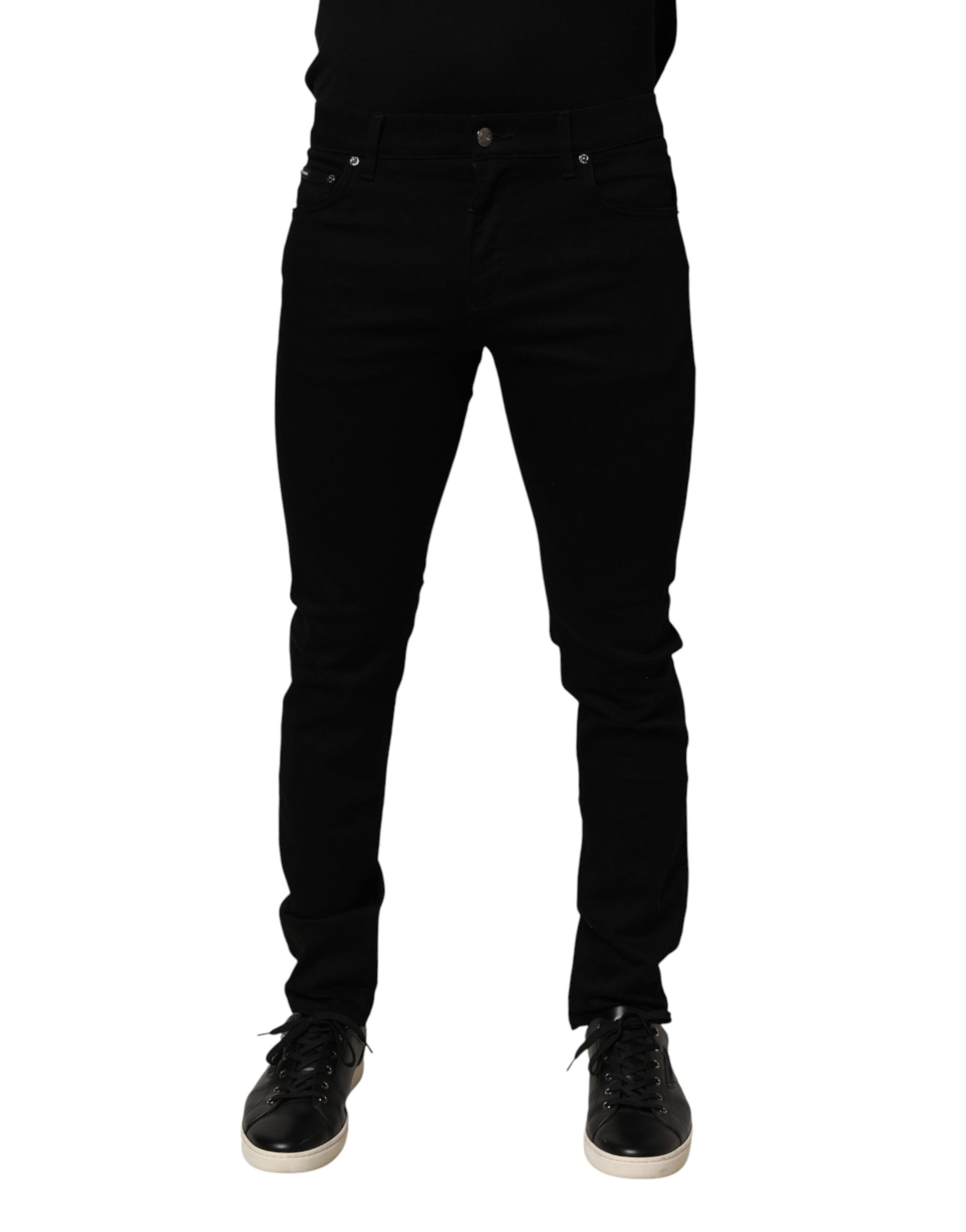 Dolce & Gabbana Black Cotton Stretch Slim Fit Men Denim Jeans - ClickThatClicks 