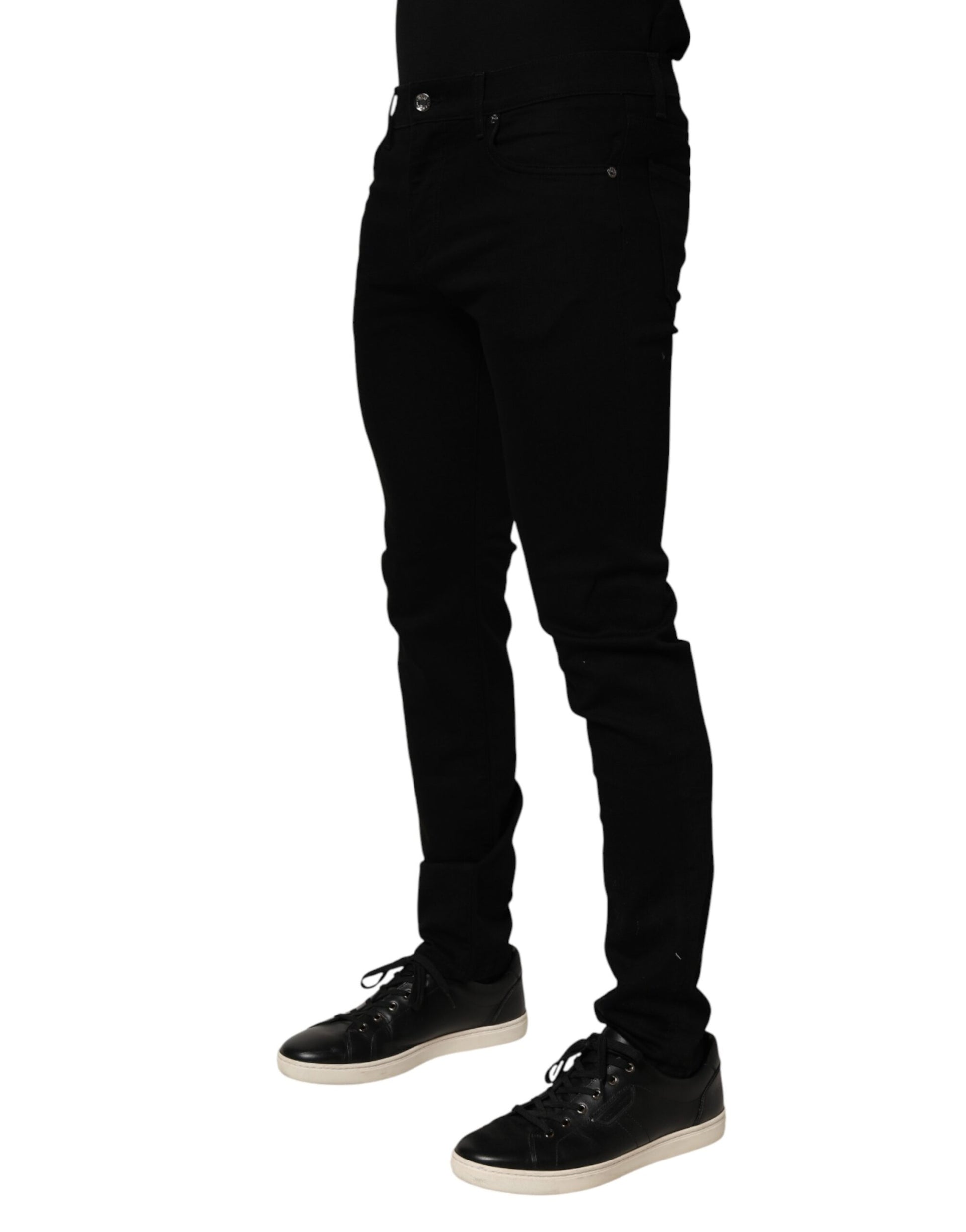 Dolce & Gabbana Black Cotton Stretch Slim Fit Men Denim Jeans - ClickThatClicks 
