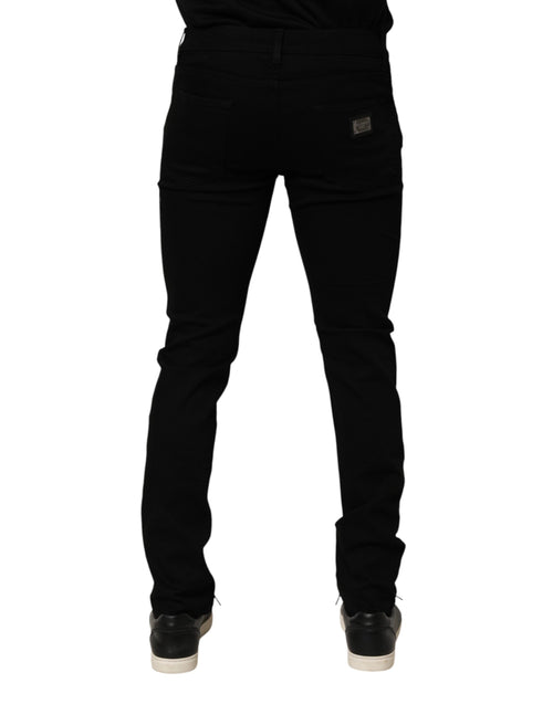 Dolce & Gabbana Black Cotton Stretch Slim Fit Men Denim Jeans - ClickThatClicks 