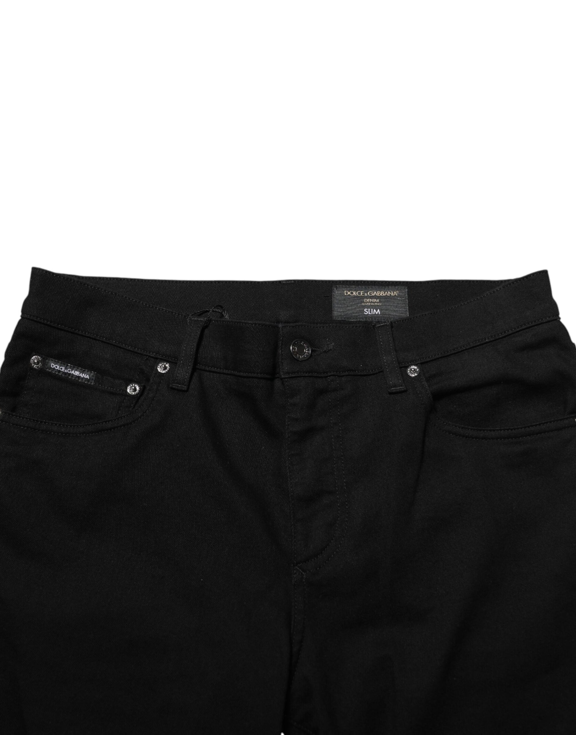 Dolce & Gabbana Black Cotton Stretch Slim Fit Men Denim Jeans - ClickThatClicks 