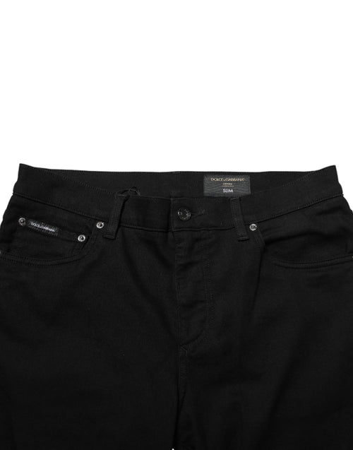 Dolce & Gabbana Black Cotton Stretch Slim Fit Men Denim Jeans - ClickThatClicks 