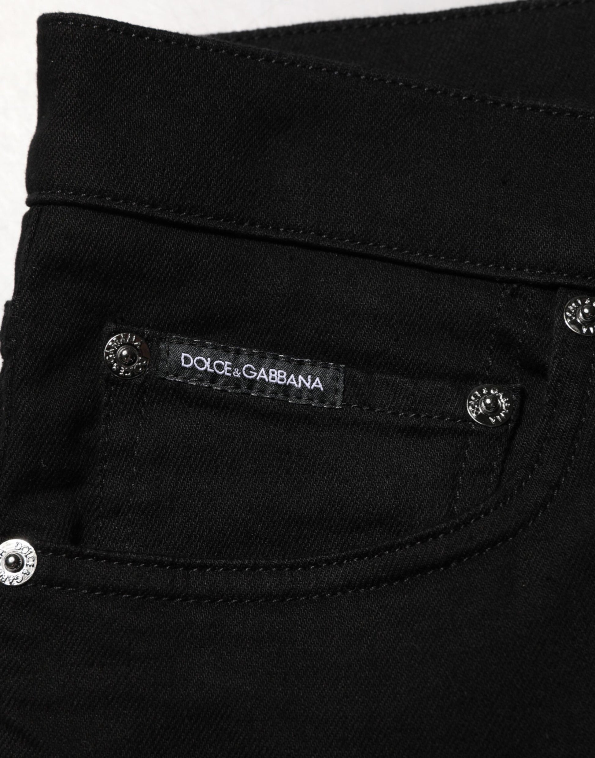 Dolce & Gabbana Black Cotton Stretch Slim Fit Men Denim Jeans - ClickThatClicks 