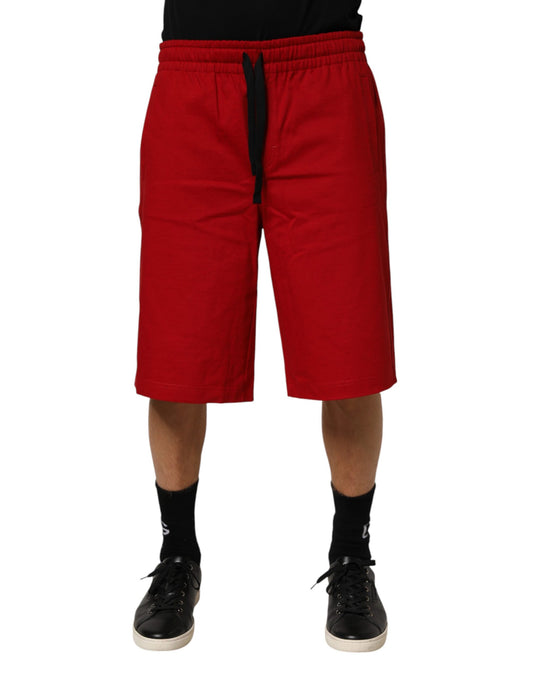Dolce & Gabbana Red Cotton MidWaist Drawstring Bermuda Pants - ClickThatClicks 