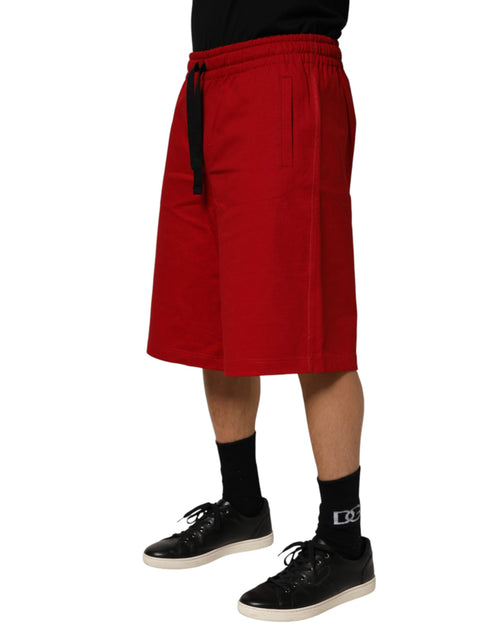 Dolce & Gabbana Red Cotton MidWaist Drawstring Bermuda Pants - ClickThatClicks 
